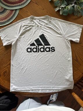 adidas White Short-Sleeve Tee with Black Logo